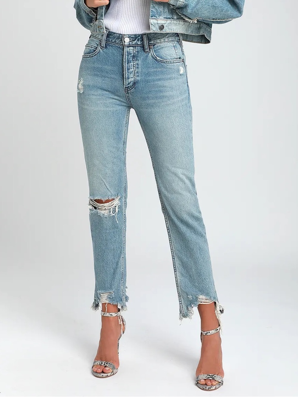 Free People We The Free Chewed Up Midrise Straight Leg Jeans : 29